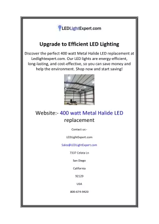 Upgrade to Efficient LED Lighting