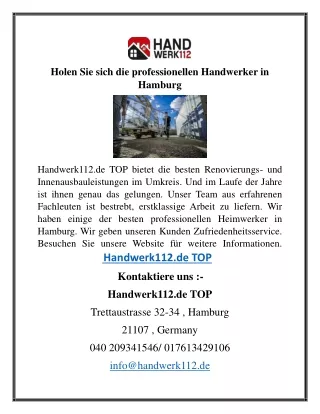 Holen Sie sich die professionellen Handwerker in Hamburg