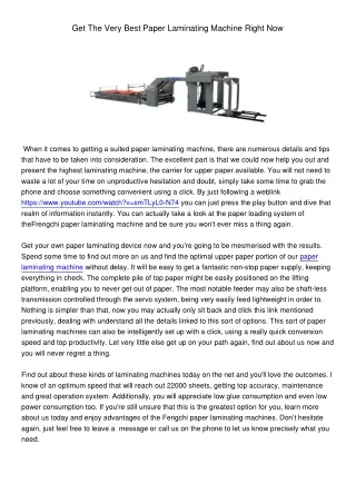 GetTheVeryBestPaperLaminatingMachineRightNow