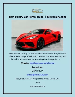 Best Luxury Car Rental Dubai  Mkvluxury