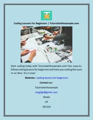 Coding Lessons For Beginners  Tutorialwithexample