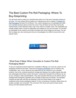 The Best Custom Pre Roll Packaging_ Where To Buy-Sireprinting