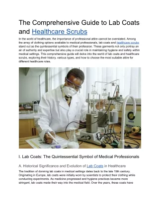 The Comprehensive Guide to Lab Coats and Healthcare Scrubs