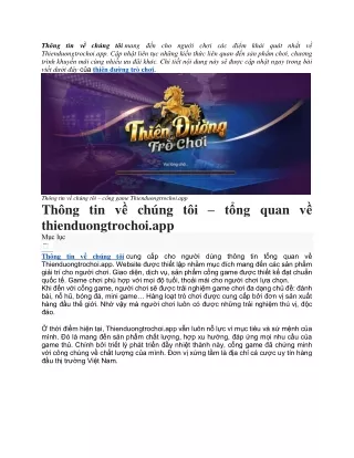 Thong tin ve chung toi - Cong game thienduongtrochoi app