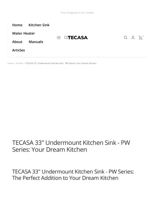 TECASA 33_ Undermount Kitchen Sink - PW Series