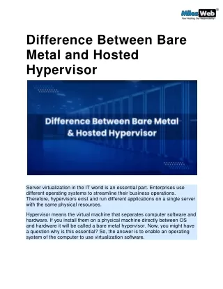Difference Between Bare Metal and Hosted Hypervisor