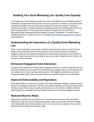Building Your Email Marketing List: Quality Over Quantity