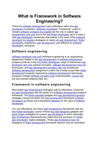 What is Framework in Software Engineering