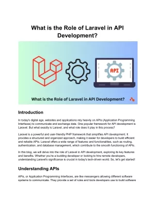 What is the Role of Laravel in API Development?