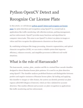 Python OpenCV Detect and Recognize Car License Plate