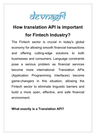 How translation API is important for Fintech Industry?