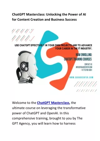 ChatGPT Masterclass Unlocking the Power of AI for Content Creation and Business Success