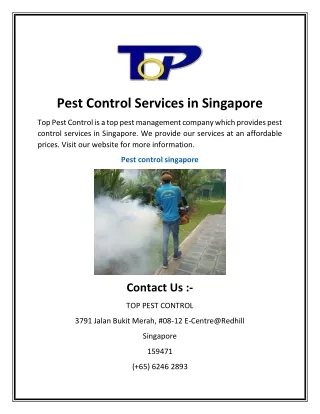 Pest Control Services in Singapore