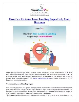 How Can Kick-ass Local Landing Pages Help Your Business