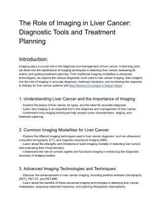 The Role of Imaging in Liver Cancer_ Diagnostic Tools and Treatment Planning