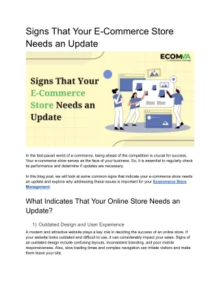 Signs That Your E-Commerce Store Needs An Update