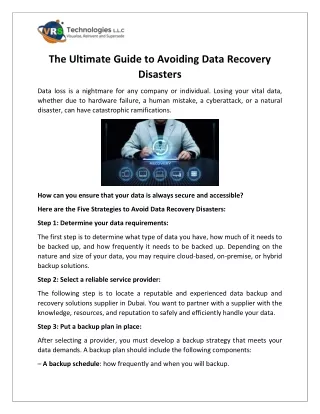 The Ultimate Guide to Avoiding Data Recovery Disasters