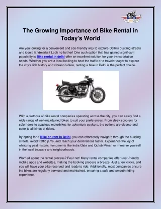 Bike rental in delhi