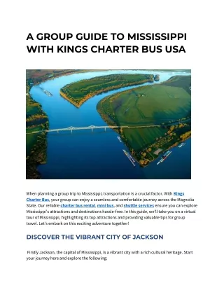 A GROUP GUIDE TO MISSISSIPPI WITH KINGS CHARTER BUS USA