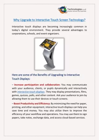 Why Upgrade to Interactive Touch Screen Technology?