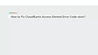 Fix Cloudflare’s Access Denied Error Code 1020