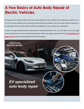 A Few Basics of Auto Body Repair of Electric Vehicles