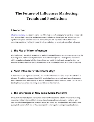 The Future of Influencer Marketing: Trends and Predictions