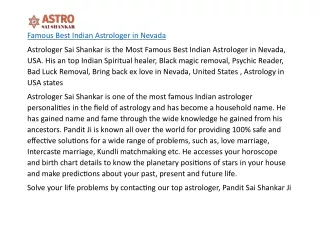 Famous Best Indian Astrologer in Nevada