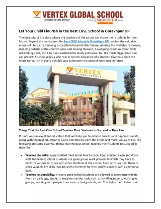 Let Your Child Flourish in the Best Cbse School in Gorakhpur UP