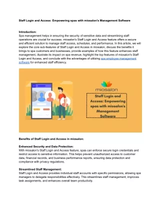 Staff Login and Access_ Empowering spas with miosalon's Management Software