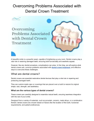 Overcoming Problems Associated with Dental Crown Treatment