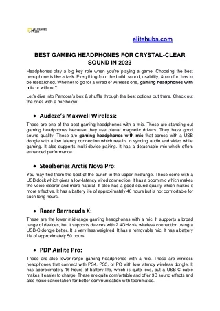 BEST GAMING HEADPHONES FOR CRYSTAL-CLEAR SOUND IN 2023