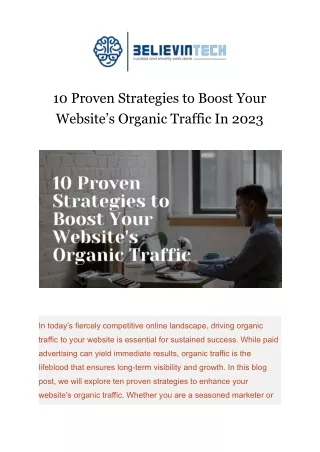 10 Proven Strategies to Boost Your Website’s Organic Traffic In 2023