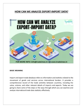 HOW CAN WE ANALYZE EXPORT IMPORT DATA?