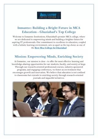 Best Mca College In Ghaziabad |Inmantec.edu