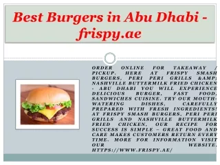 Best Burgers in Abu Dhabi - frispy.ae