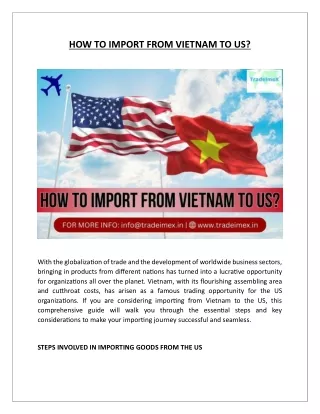 HOW TO IMPORT FROM VIETNAM TO US?