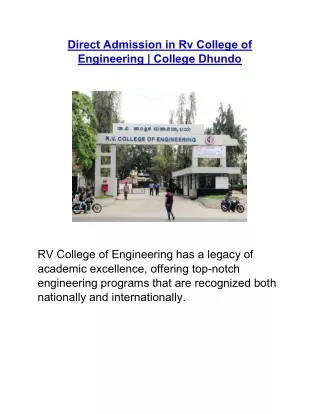 Direct Admission in Rv College of Engineering | College Dhundo