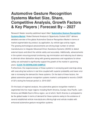 Automotive Gesture Recognition Systems Market Size