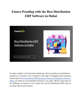 Future-Proofing with the Best Distribution ERP Software in Dubai
