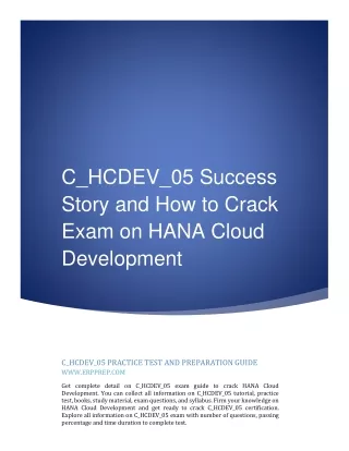 C_HCDEV_05 Success Story and How to Crack Exam on HANA Cloud Development