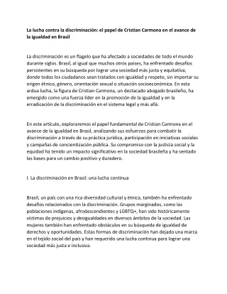 El Defensor Visionario: La Visión de Cristian Carmona para un Brasil Igualitario