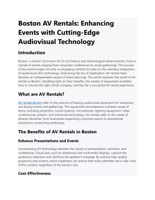 Boston AV Rentals: Enhancing Events with Cutting-Edge Audiovisual Technology