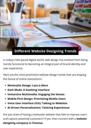 Different Website Designing Trends