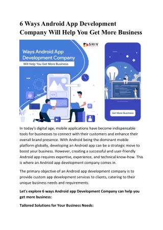 Maximize Business Potential: 6 Benefits of an Android App Development Company