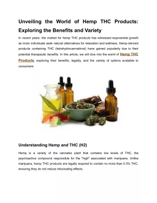 Unveiling the World of Hemp THC Products_ Exploring the Benefits and Variety