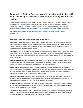 Automotive Piston System Market