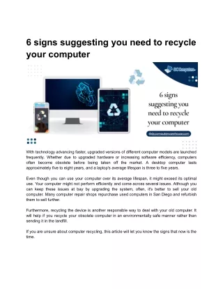 6 signs suggesting you need to recycle your computer