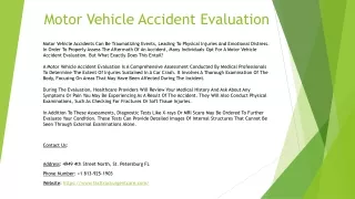 Motor Vehicle Accident Evaluation