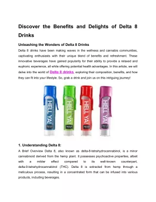 Discover the Benefits and Delights of Delta 8 Drinks